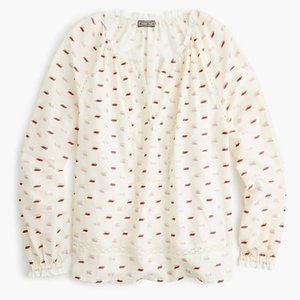 J. Crew Point Sur Ruffle Neck Metallic Top